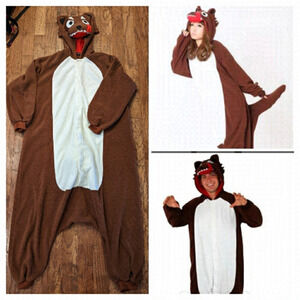 Sazac Wolf Onesie Japanese Wolf Kigurumi Fuzzy One Piece Costume Size OS